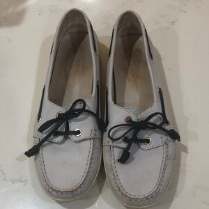 Tod's White Leather Loafers with Black Laces